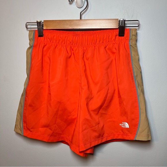 The North Face Elevation Shorts Women’s XS Lined Orange Tan Blue Running Workout - Picture 1 of 7